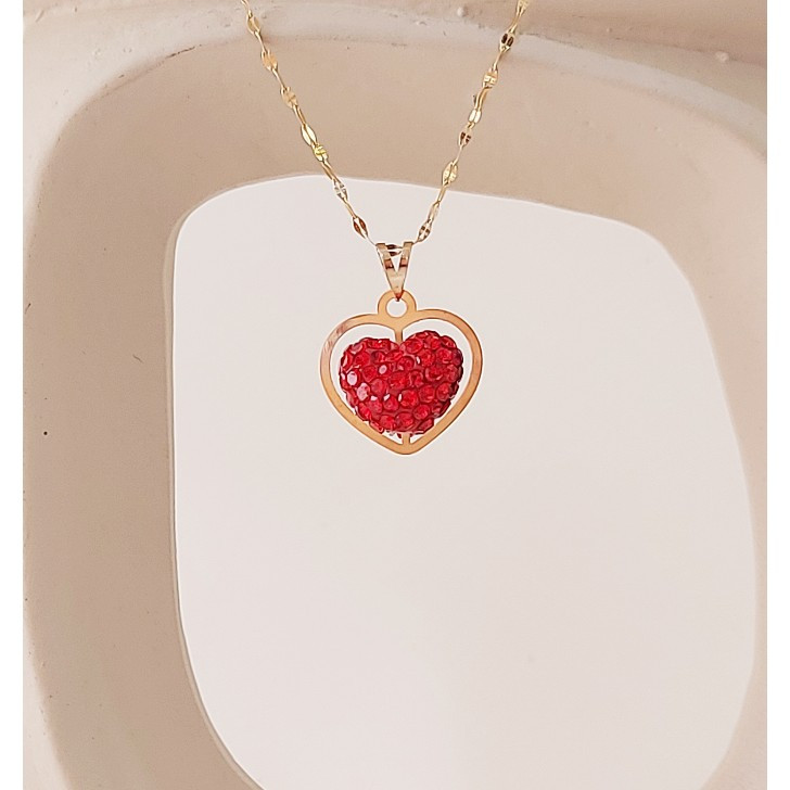 پلاک طلا 18 عیار سوارسکی قلب قرمز اقساطی