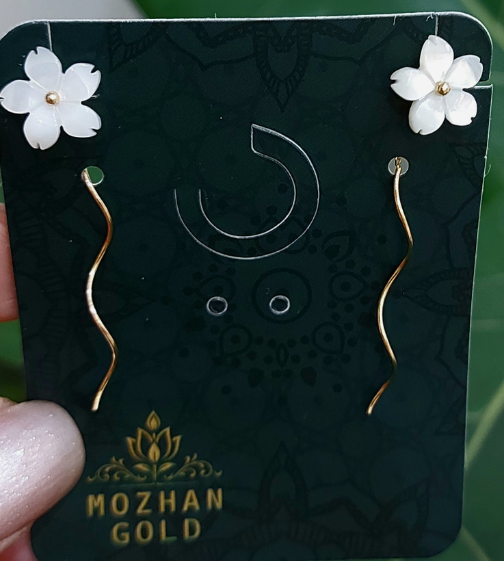 گوشواره طلا 18 عیار کرلی صدفی تمام اقساط