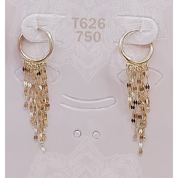 گوشواره طلا 18 عیار حلقه و شرابه ای تمام اقساط